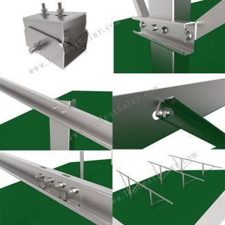 pv module ground rack on hill site