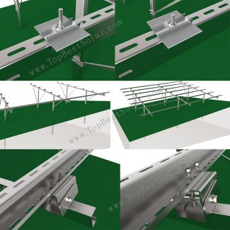 solar panel ground racks on ramp