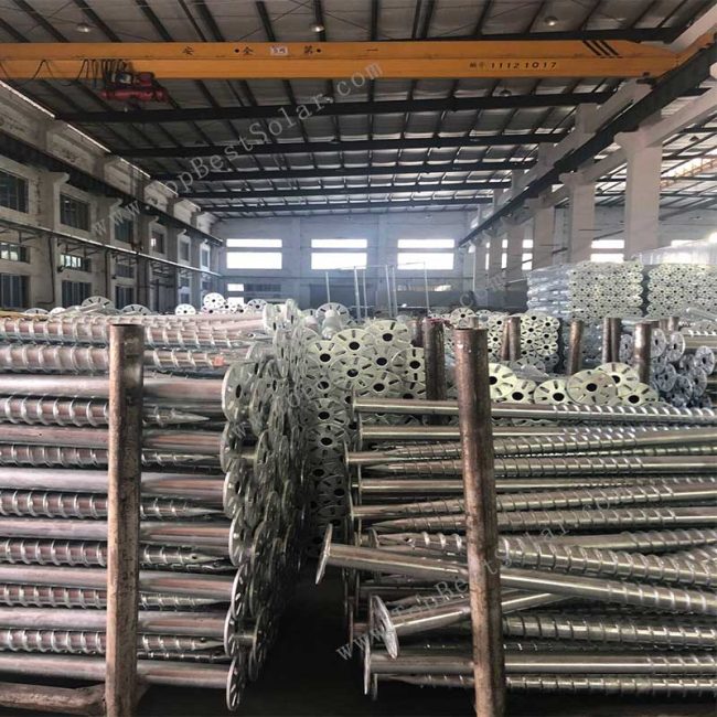 Screw piles foundation packing in the factory