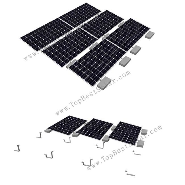 Ballast flat roof solar mounting with 15 degree