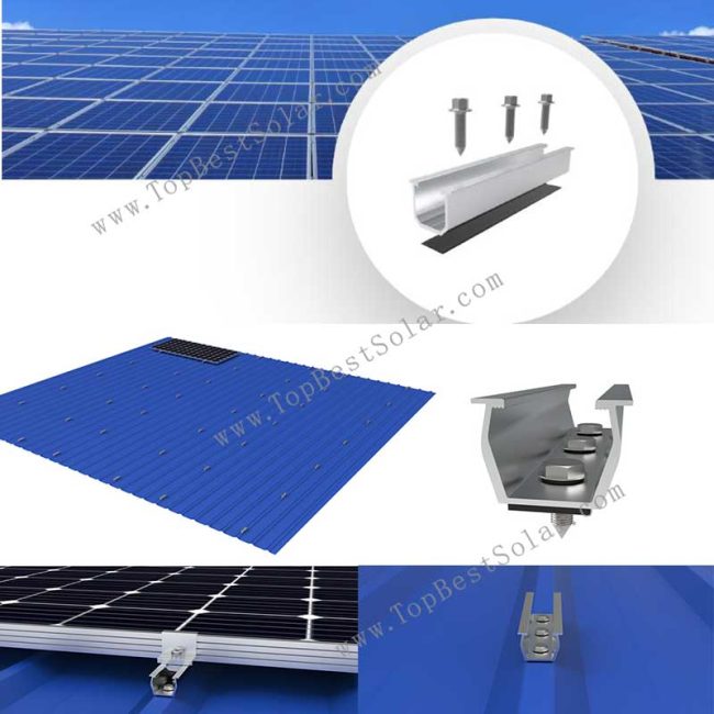 Solar mini rails for pitched metal roofing Solar mini rails for pitched metal roofing