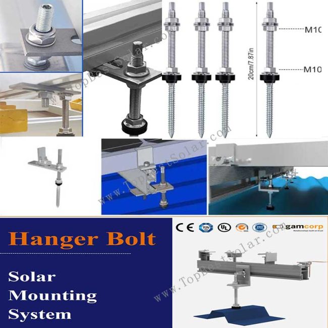 weather-resistant solar hanger bolt mounting stainless steel solar hanger bolt mounting