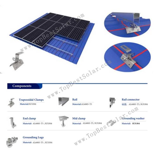 corrosion resistant Adjustable Trapezoidal Roof Solar Clamp Adjustable Trapezoidal Roof Solar Clamp
