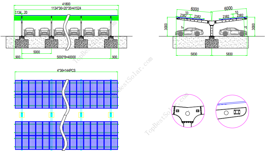 waterproof solar carport system waterproof solar mounting carport China
