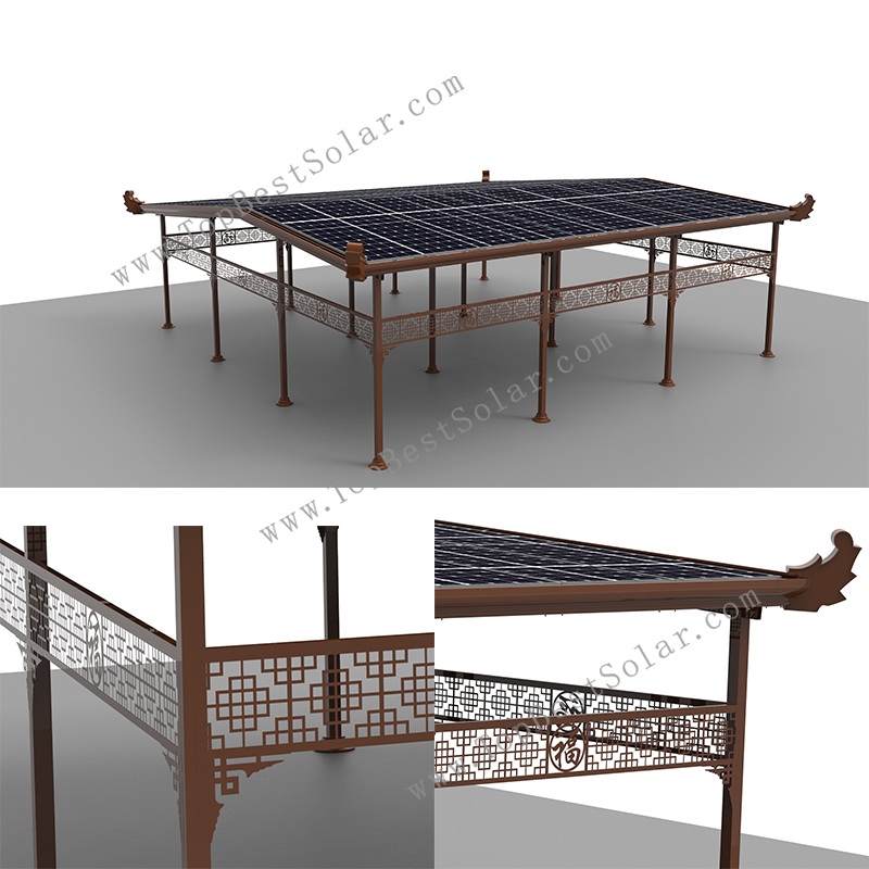 ZAM/AL6005-T5 Anti-Corrosion Materials Oriental Waterproof Solar Gazebo