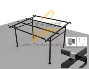 Installing cross beams with U clamps in ZAM solar carport installation