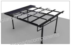 Mounting solar panels using mid and end clamps in ZAM solar carport installation