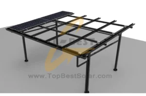 Mounting solar panels using mid and end clamps in ZAM solar carport installation