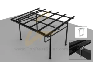 Securing M channel mounting rails with block kits in ZAM solar carport installation