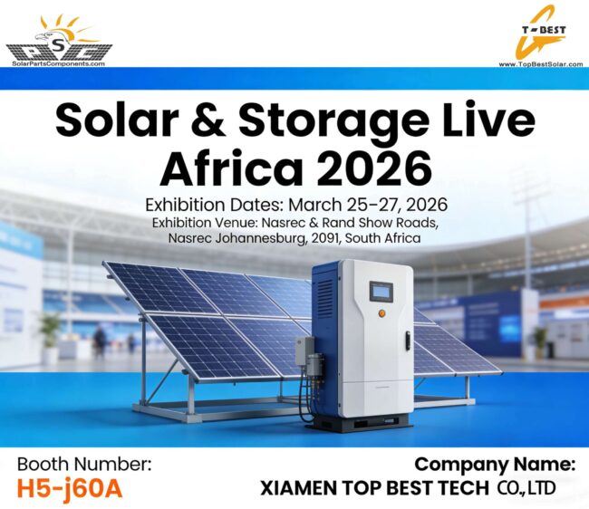 Solar & Storage Show Africa 2026 – XIAMEN TOP BEST TECH XIAMEN TOP BEST TECH booth at Solar & Storage Show Africa 2026 Johannesburg