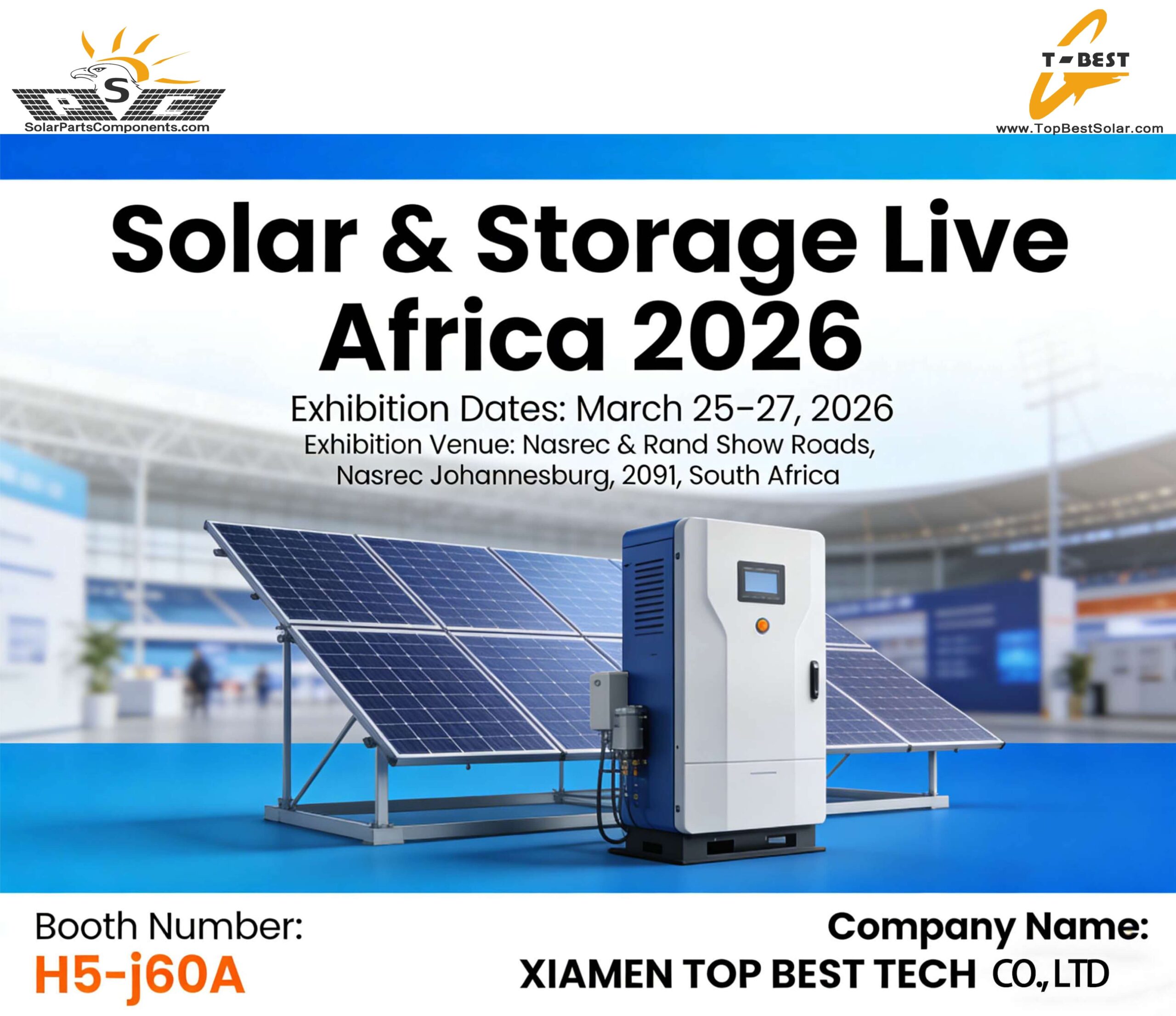 XIAMEN TOP BEST TECH booth at Solar & Storage Show Africa 2026 Johannesburg